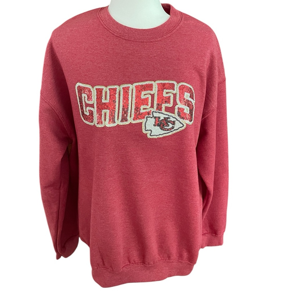 KC Chiefs Football Sequin Sweatshirt-Women’s L